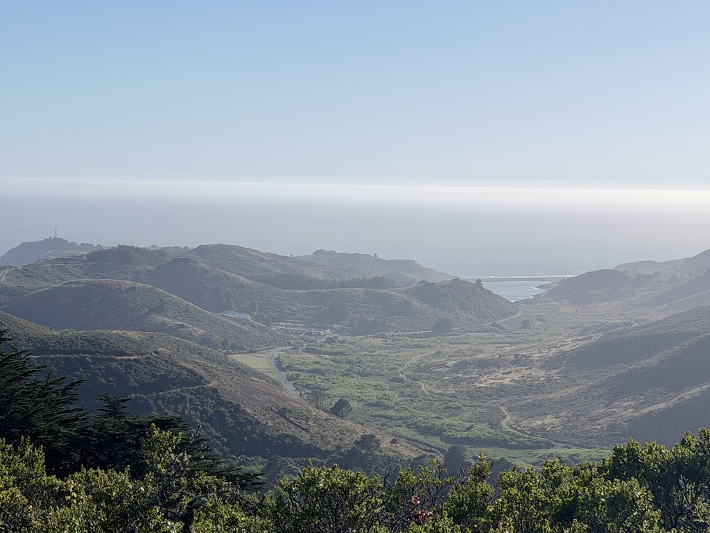 Coastal hills with fog rolling in off the water